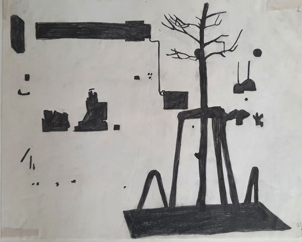 Andrea J Grote, Zeichnung 3, Karl-Kunger-Strassen-Projekt, 1990, Papier und Graphit