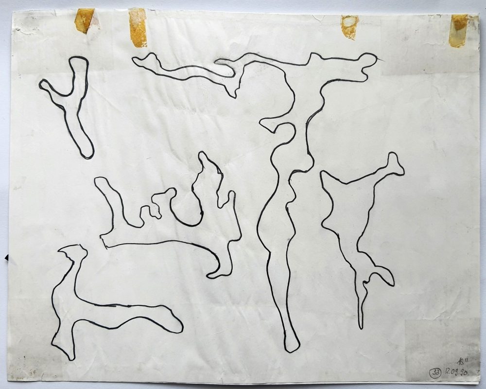 Andrea J Grote, Zeichnung 4, Karl-Kunger-Strassen-Projekt, 1990, Bleistift, Kuli