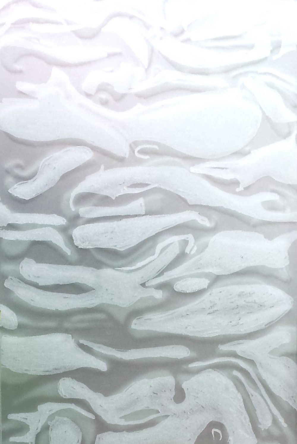 Andrea J Grote, O.T. (water) I, 2015, VSG-matt, Holz, Gewindescheibe, Detail